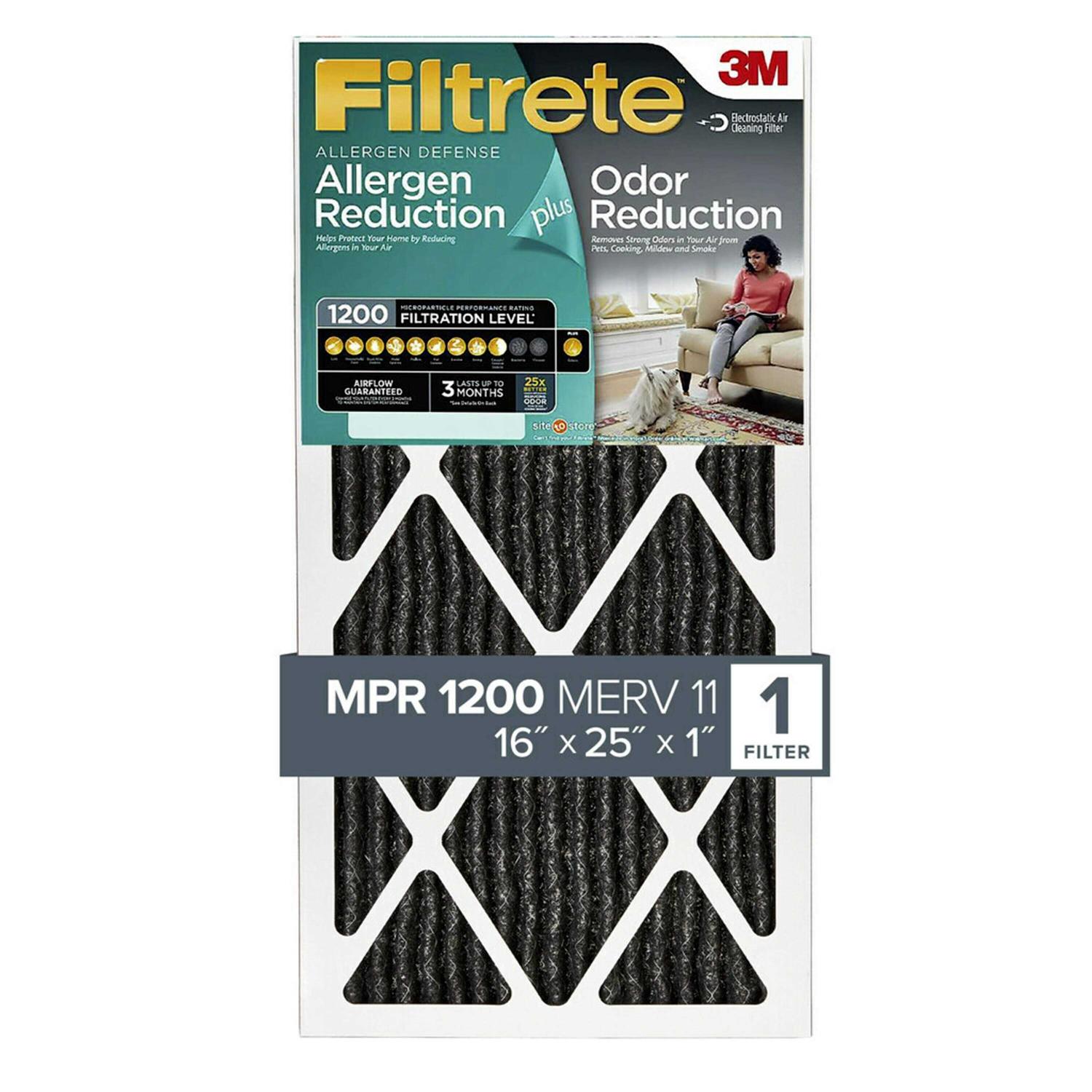 Filtrete Allergen Plus Odor Reduction HVAC Furnace Air Filter 1200 Mpr - Zenithce