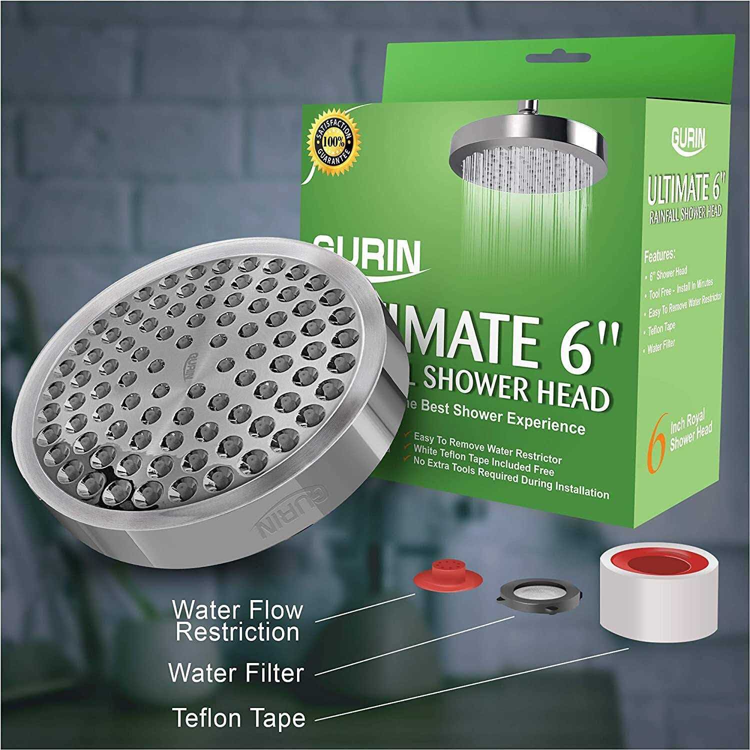 Gurin Shower Head High Pressure Rain Luxury Bathroom Showerhead with Chrome Plated Finish - Zenithce