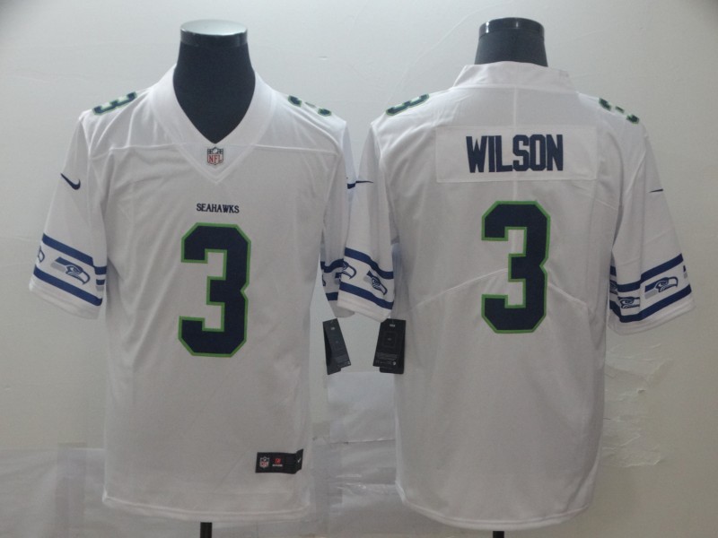 Seattle Seahawks #3 Russell Wilson White Team Logo Limited Stitched Jersey - Zenithce
