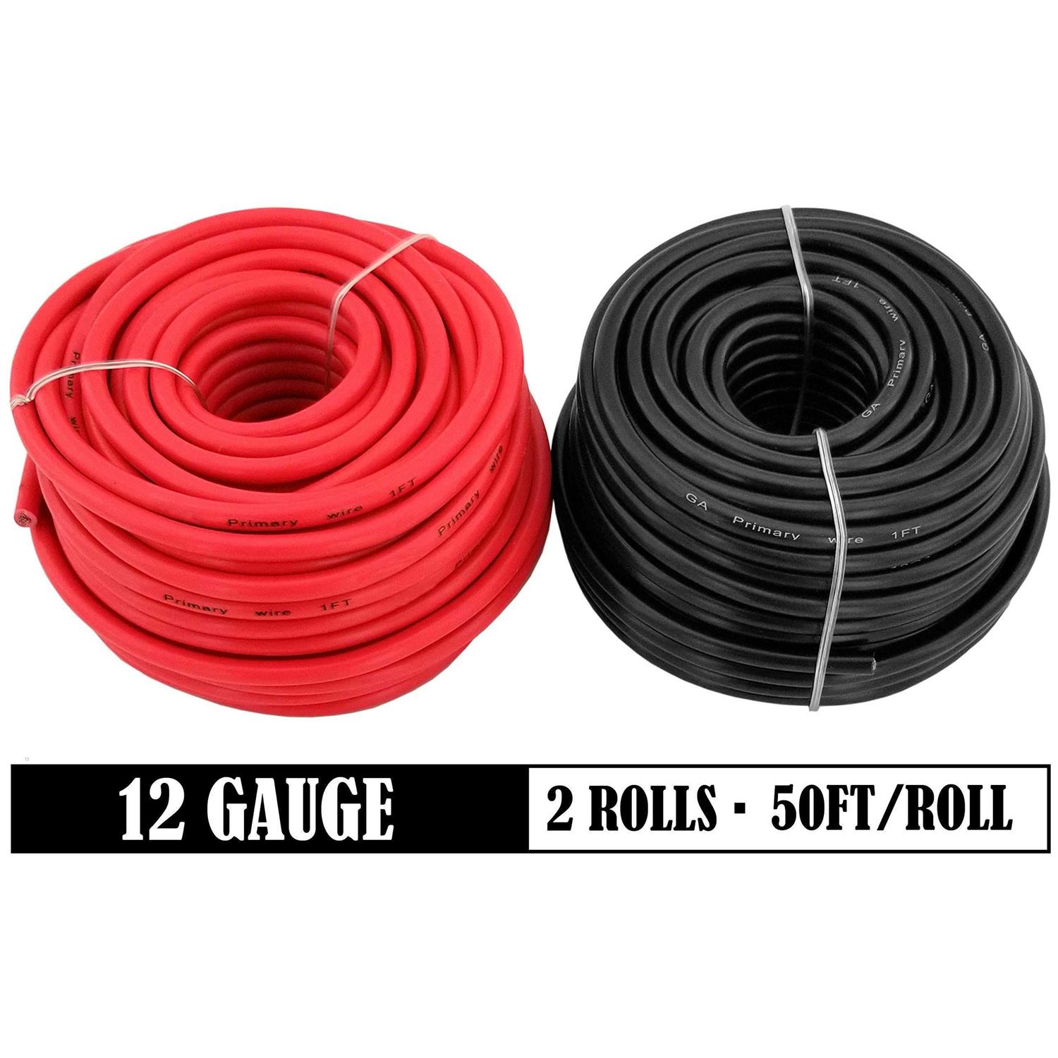 GS Power 100% Copper 10 AWG OFC Wire. 25 FT Red & 25 FT Black Bonded Zip Cable for Car Audio Primary Remote Automotive Trailer - Zenithce