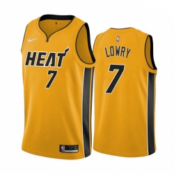 Miami Heat 7 Kyle Lowry Yellow Swingman 2020 21 Earned Edition Jersey - Zenithce