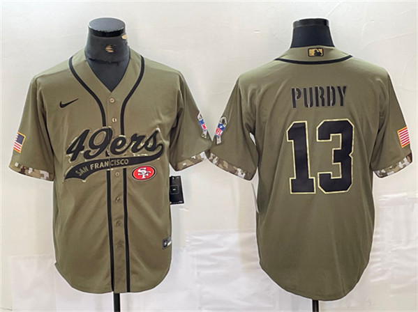 San Francisco 49ers #13 Brock Purdy Olive Salute To Service With Patch Cool Base Stitched Jersey - Zenithce