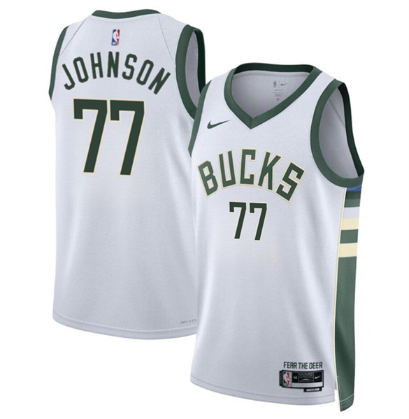 Milwaukee Bucks #77 AJ Johnson White 2024 Draft Association Edition Stitched Jersey - Zenithce