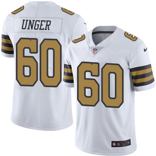 Saints #60 Max Unger White Stitched Limited Rush Nike Jersey - Zenithce