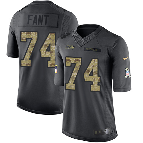 Seahawks #74 George Fant Black Stitched Limited 2016 Salute To Service Nike Jersey - Zenithce