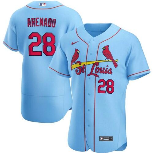 St. Louis Cardinals White #28 Nolan Arenado Blue Flex Base Stitched Jersey - Zenithce