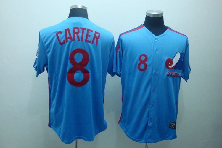 Mitchell And Ness Expos #8 Gary Carter Blue Stitched Throwback Jersey - Zenithce