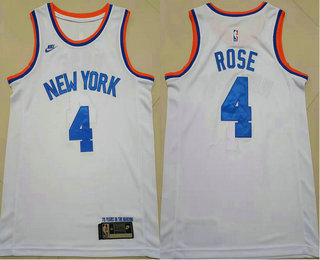 New York Knicks #4 Derrick Rose White NEW 2021 Swingman Stitched Jersey - Zenithce