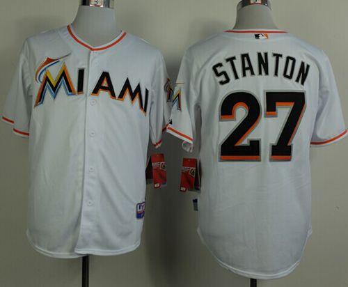 Marlins #27 Giancarlo Stanton White 2012 Home Stitched Jersey - Zenithce