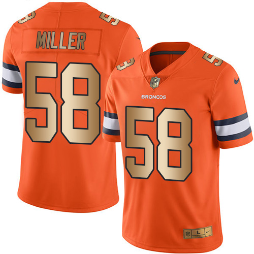 Broncos #58 Von Miller Orange Stitched Limited Gold Rush Nike Jersey - Zenithce
