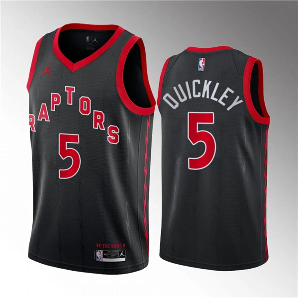 Toronto Raptors #5 Immanuel Quickley Black Statement Edition Stitched Jersey - Zenithce