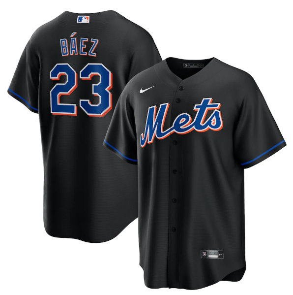 New York Mets #23 Javier Báez 2022 Black Cool Base Stitched Baseball Jersey - Zenithce