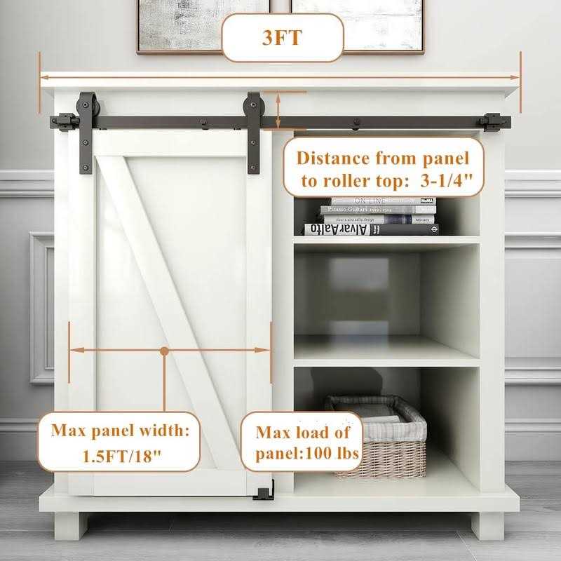 FLYVLIEG 4ft Super Mini Sliding Barn Door Hardware Kit Cabinet Single Door Track Roller Kit for Cabinets Wardrobe TV Stand - Zenithce