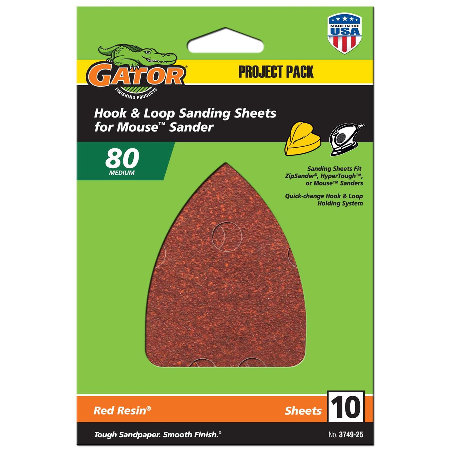 Gator Aluminum Oxide Hook and Loop Mouse Detail Sanding Sheets - Zenithce