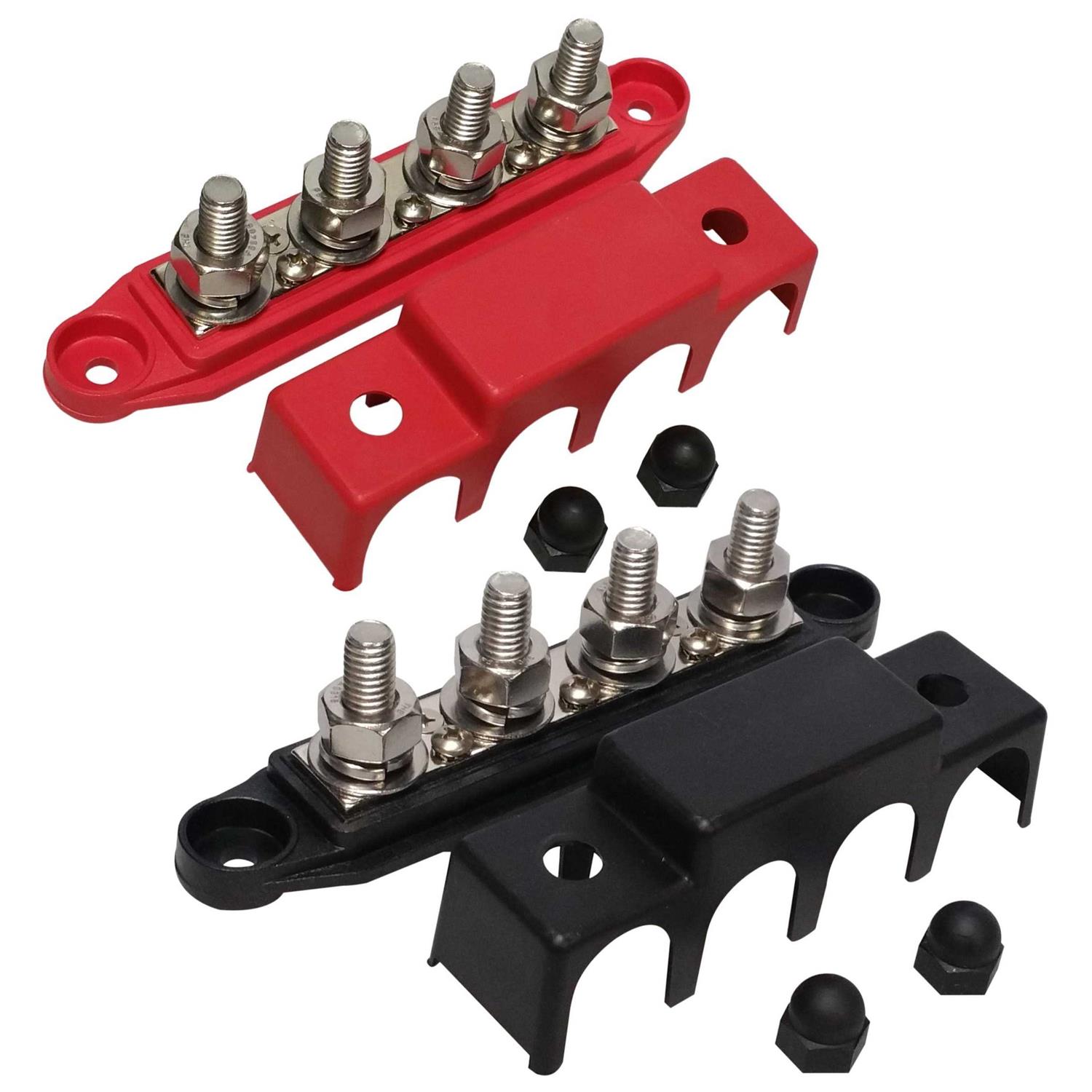 Red 4 Stud Power Distribution Block -busbar - Zenithce