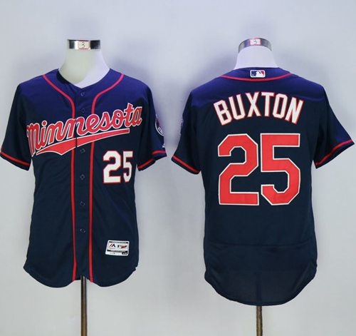 Twins #25 Byron Buxton Navy Blue Flexbase Authentic Collection Stitched Jersey - Zenithce