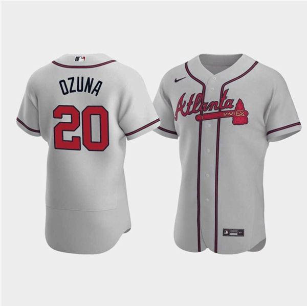 Atlanta Braves #20 Marcell Ozuna Gray Flex Base Stitched Jersey - Zenithce