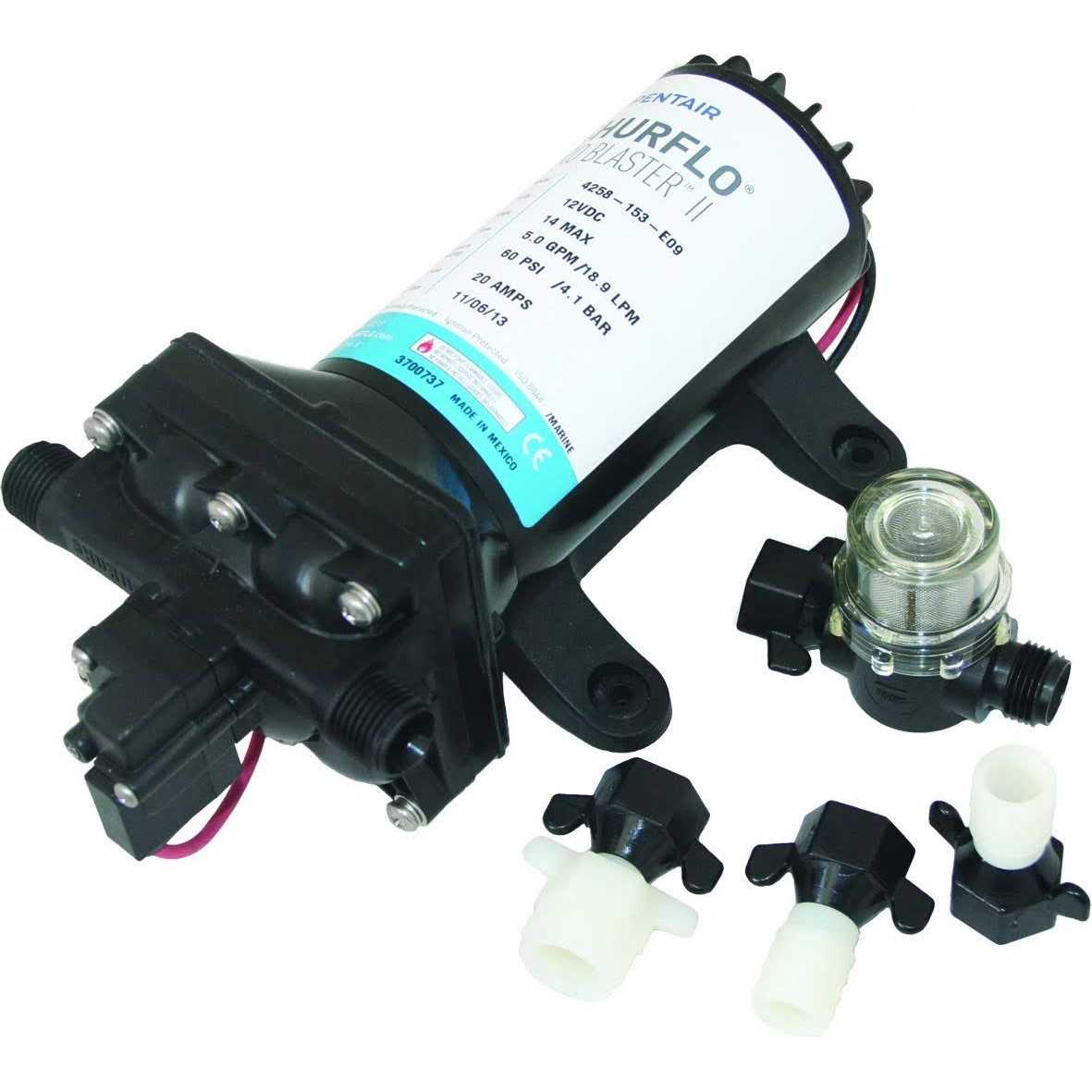 Shurflo 8005-952-490 RO Booster Pump 50 GPD 100 PSI Bypass 24vdc - Zenithce
