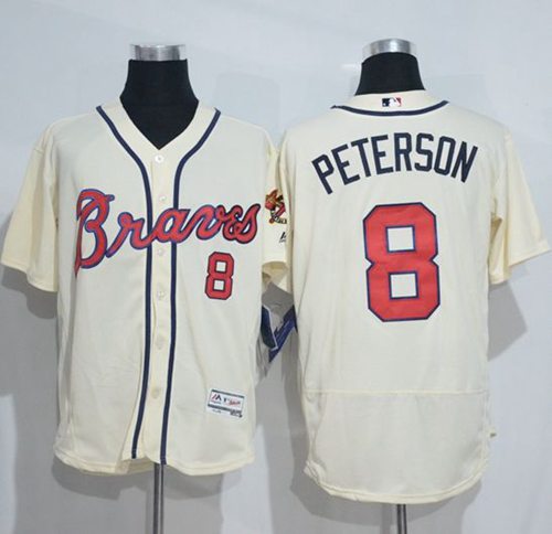 Braves #8 Jace Peterson Cream Flexbase Authentic Collection Stitched Jersey - Zenithce