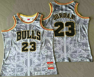 Chicago Bulls #23 Michael Jordan Grey Snakeskin Hardwood AU Throwback Jersey - Zenithce