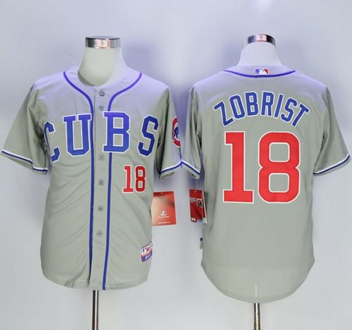 Cubs #18 Ben Zobrist Grey Alternate Road Cool Base Stitched Jersey - Zenithce