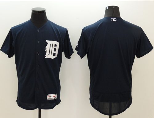 Tigers Blank Navy Blue Flexbase Authentic Collection Stitched Jersey - Zenithce
