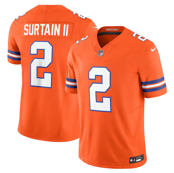Denver Broncos #2 Pat Surtain II Orange Mile High Collection F.U.S.E. 1977 Throwback Vapor Limited Stitched Jersey - Zenithce