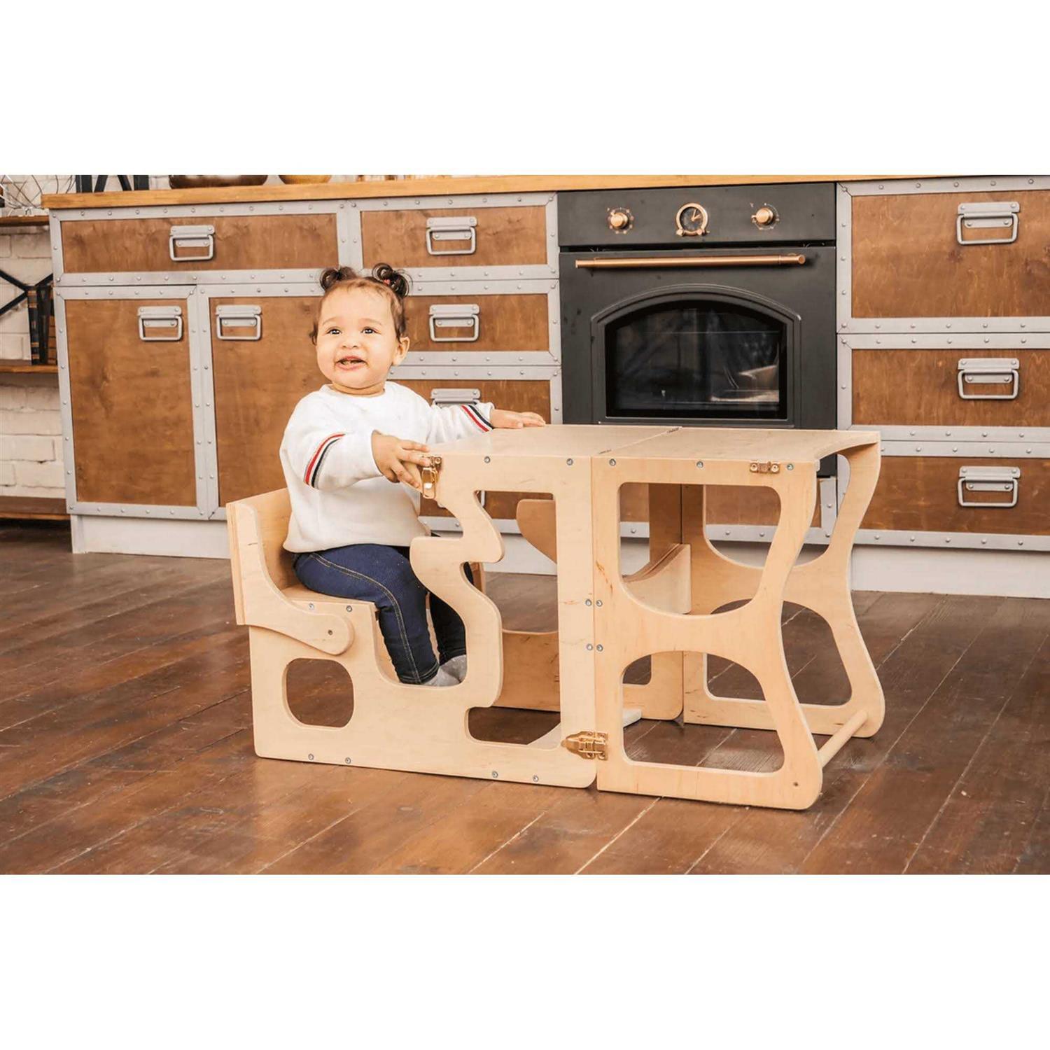 Toddler Step Stool Folding Wooden Step Stool Montessori Toddler Tower - Zenithce