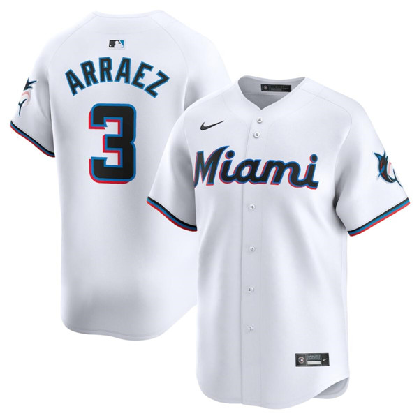 Miami Marlins #3 Luis Arraez White 2024 Home Limited Stitched Jersey - Zenithce