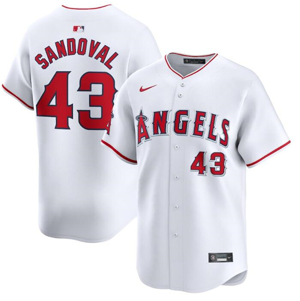 Los Angeles Angels #43 Patrick Sandoval White Home Limited Stitched Jersey - Zenithce