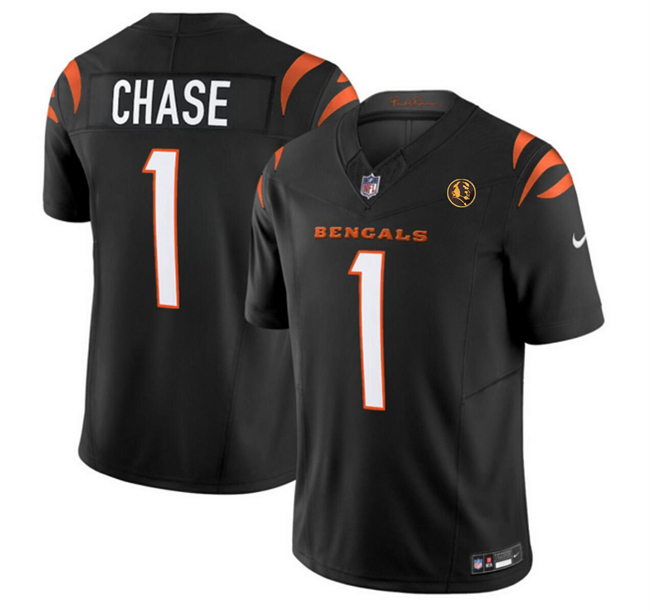 Cincinnati Bengals #1 Ja'Marr Chase Black 2023 F.U.S.E. With John Madden Patch Vapor Limited Stitched Jersey - Zenithce