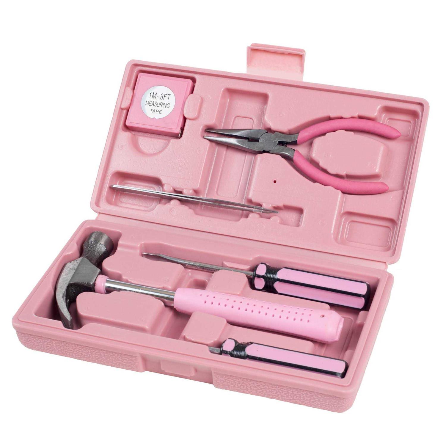 Stalwart 7 Piece Pink Tool Kit - Zenithce