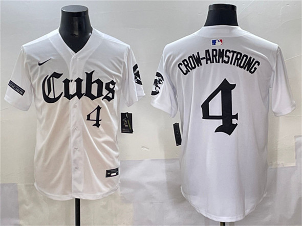 Chicago Cubs #4 Pete Crow-Armstrong White 'Gothic North Side Edition' Vapor Premier Limited Stitched Jersey - Zenithce