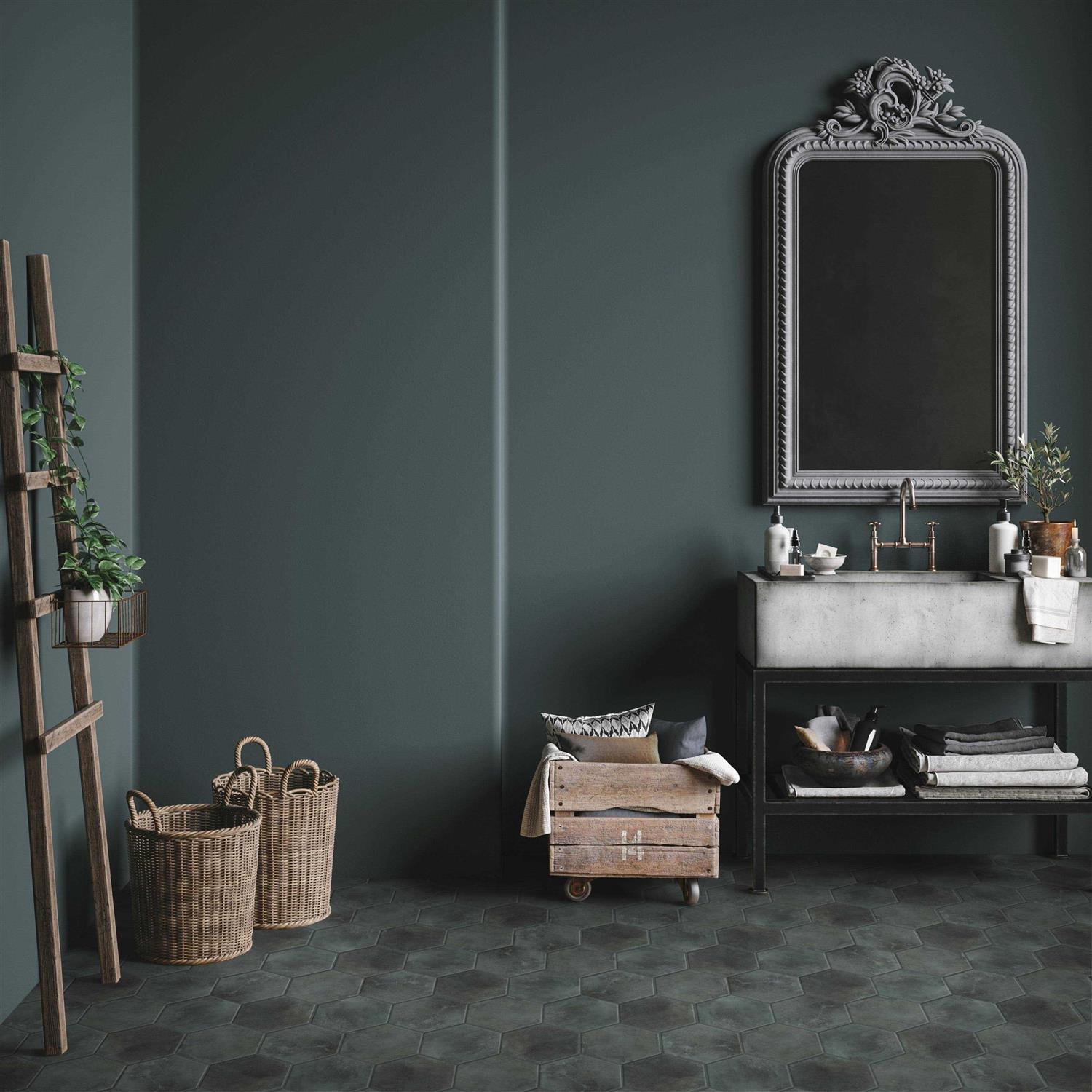 Merola Tile Industrial Hex Green 8-1/2 x 9-7/8 Porcelain Floor and Wall Tile - Zenithce