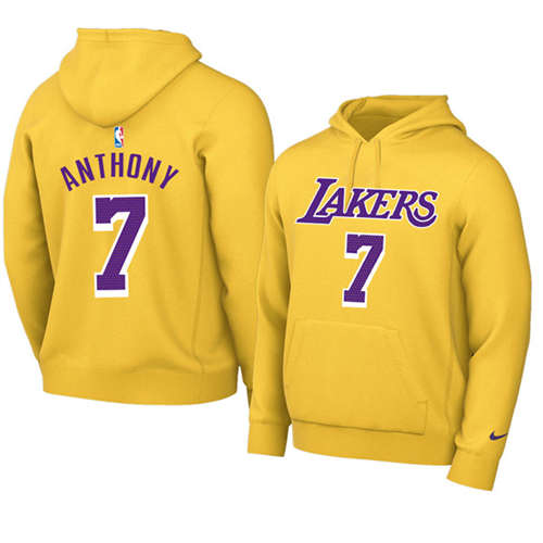 Los Angeles Lakers #7 Carmelo Anthony 2021 Yellow Pullover Hoodie - Zenithce