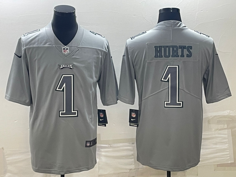 Philadelphia Eagles #1 Jalen Hurts Gray Atmosphere Fashion Stitched Jersey - Zenithce