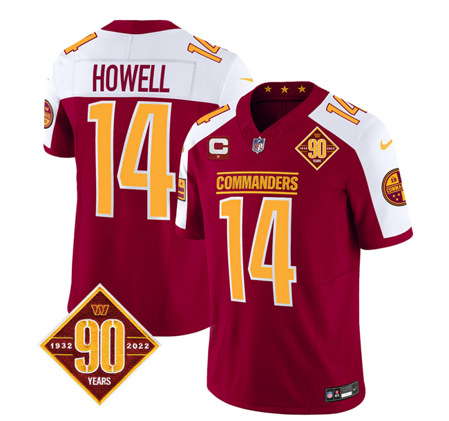 Washington Commanders #14 Sam Howell Burgundy White 2023 F.U.S.E. 90th Anniversary Vapor Limited Stitched Jersey - Zenithce