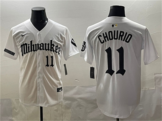 Milwaukee Brewers #11 Jackson Chourio White 'Gothic 414 Shadows Edition' Vapor Premier Limited Stitched Jersey - Zenithce