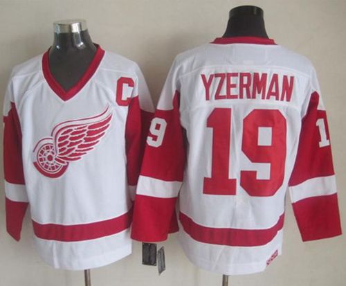 Red Wings #19 Steve Yzerman White CCM Throwback Stitched Jersey - Zenithce
