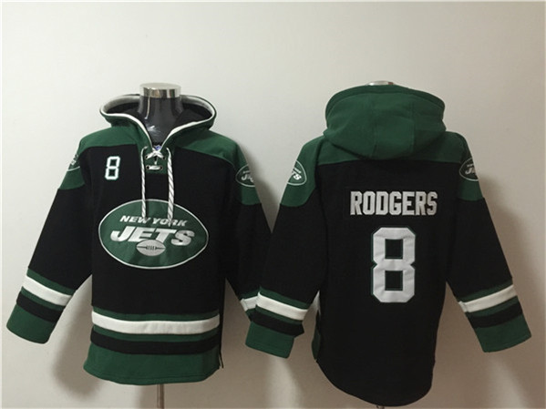 New York Jets #8 Aaron Rodgers Black Ageless Must-Have Lace-Up Pullover Hoodie - Zenithce