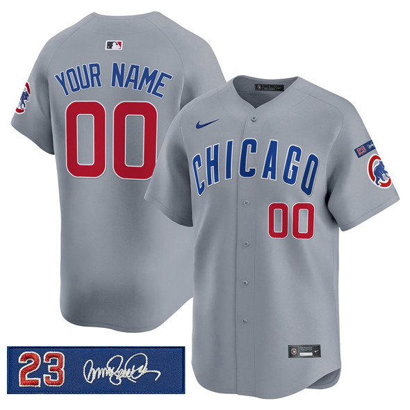 Chicago Cubs Custom Gray 'Ryne Sandberg Tribute' Vapor Limited V3 Stitched Jersey - Zenithce