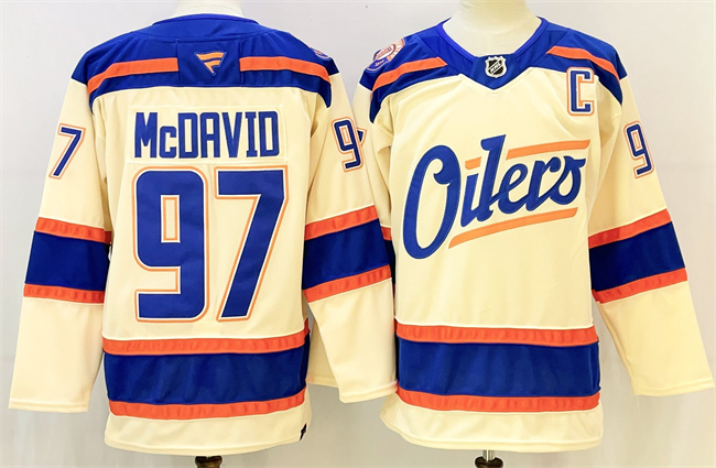 Edmonton Oilers #97 Connor McDavid Light Beige 2025 Alternate With C Patch Stitched Jersey - Zenithce