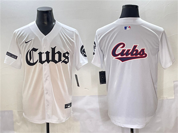 Chicago Cubs Team Big Logo White 'Gothic North Side Edition' Vapor Premier Limited Stitched Jersey - Zenithce