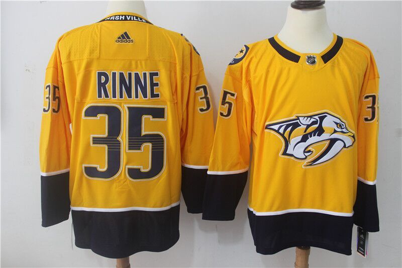 Nashville Predators #35 Pekka Rinne Yellow Stitched Adidas Jersey - Zenithce