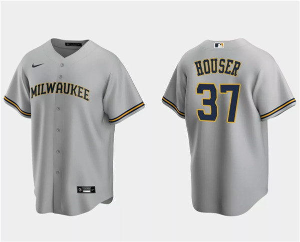 Milwaukee Brewers #37 Adrian Houser Gray Cool Base Stitched Jersey - Zenithce