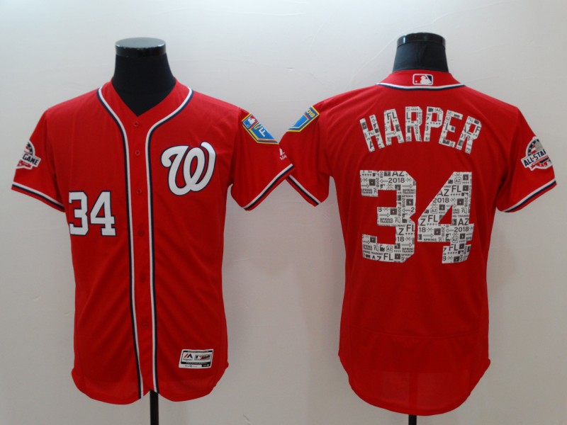 Washington Nationals #34 Bryce Harper Red 2018 Spring Training Flexbase Stitched Jersey - Zenithce
