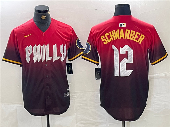 Philadelphia Phillies #12 Kyle Schwarber Red 2024 City Connect Limited Stitched Jersey - Zenithce