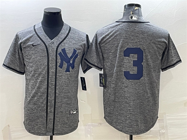 New York Yankees #3 Babe Ruth Gray Cool Base Stitched Jersey - Zenithce