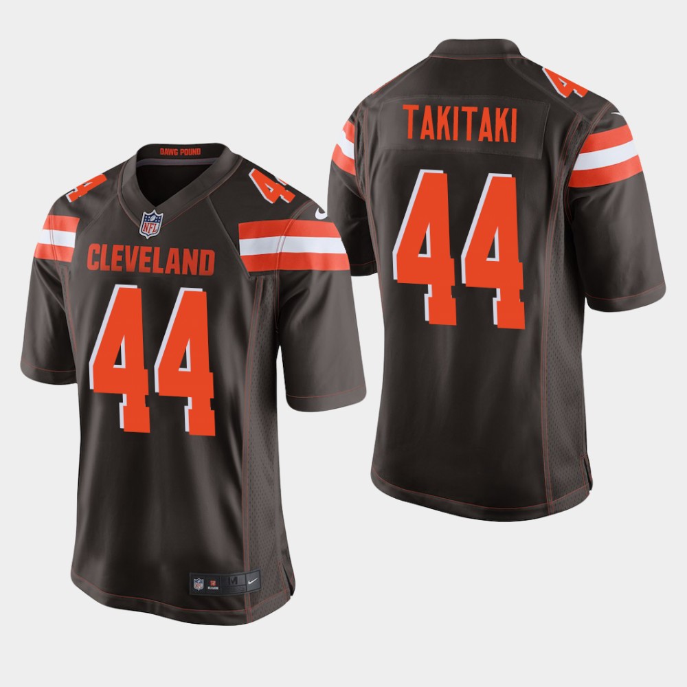 Cleveland Browns #44 Sione Takitaki Brown Stitched Jersey - Zenithce