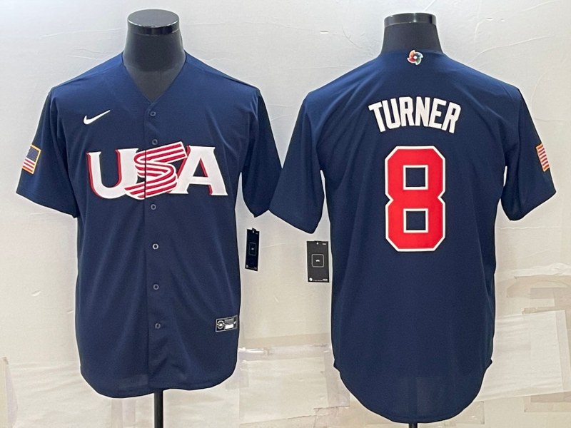 USA #8 Trea Turner 2023 Navy World Classic Stitched Jersey - Zenithce